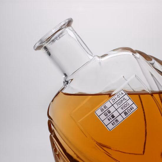 Botella de vidrio de licor transparente Super Flint Spirits para Vodka Brandy Whisky Ron
