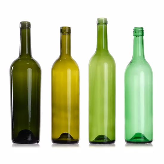 Botellas de vino de cristal de Burdeos, color verde antiguo, transparente, vacías, de alta calidad, 750 ml